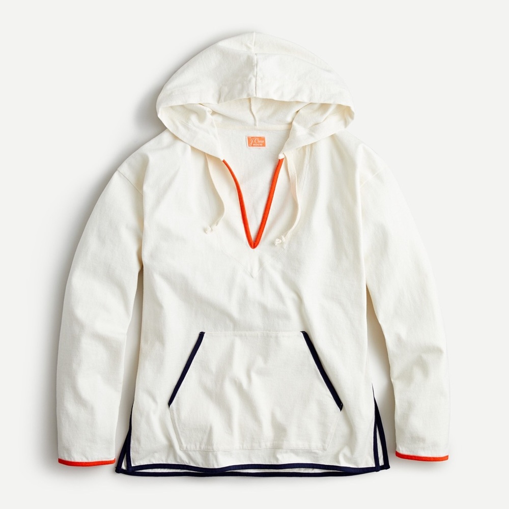 J. Crew Tipped V-neck Hoodie in Mariner Cloth